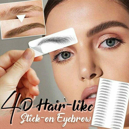 Step-by-step application of 4D eyebrow tattoo sticker