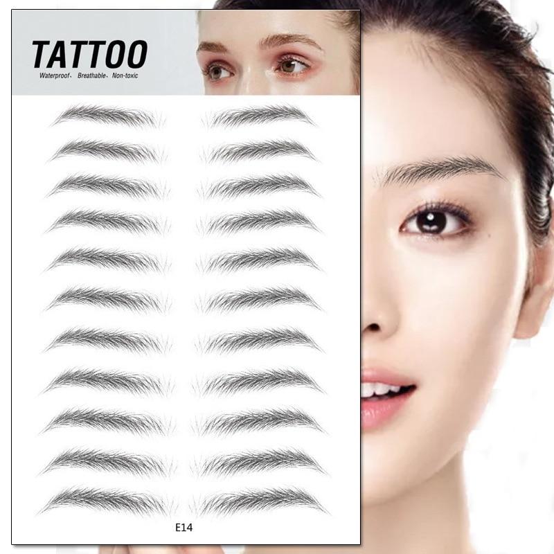 4D Waterproof Eyebrow Tattoo Stickers before and after comparison