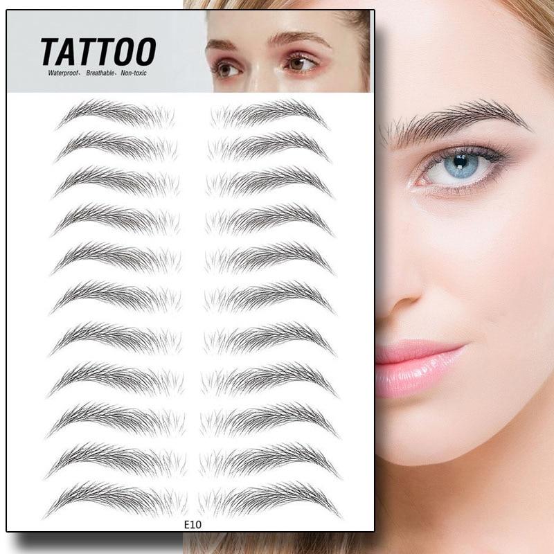 4D Waterproof Eyebrow Tattoo Stickers sheet with multiple brow shapes