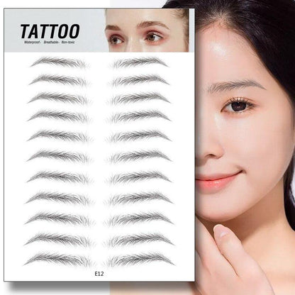 4D Waterproof Eyebrow Tattoo Stickers curved brow style