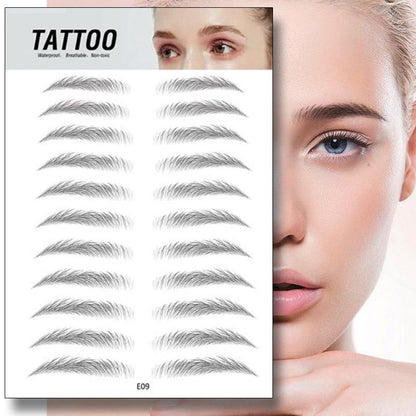 Close-up of 4D eyebrow tattoo sticker hair-stroke texture
