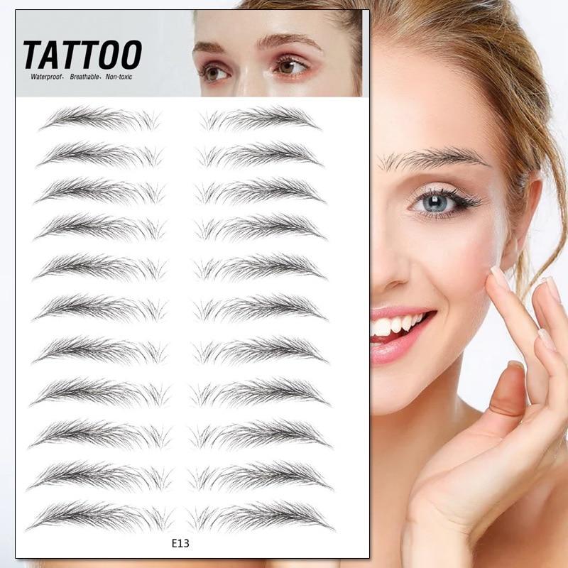 4D Waterproof Eyebrow Tattoo Stickers straight brow style