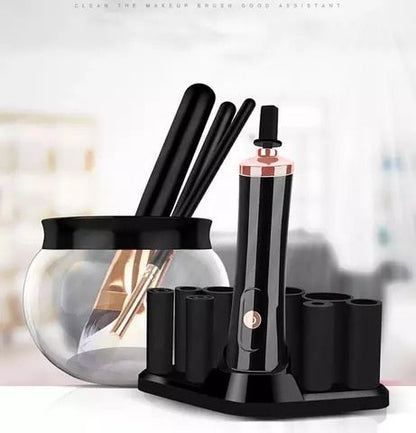 Electric Makeup Brush Cleaner in use cleaning makeup brush