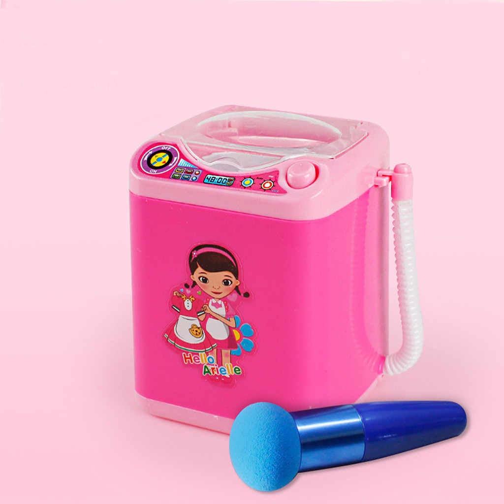 Mini Electric Makeup Brush Cleaner in use washing makeup sponge