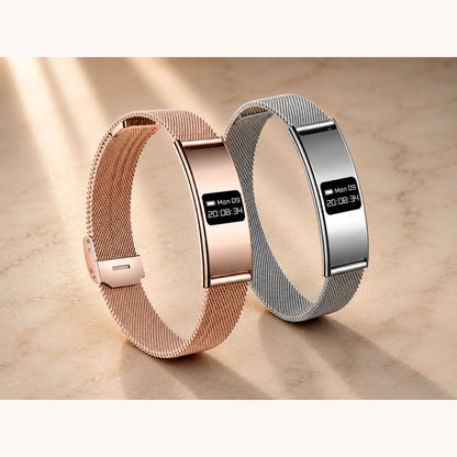 Slunix Sleep Band rose gold and silver pair displayed together on marble surface, his and hers sleep tracker set