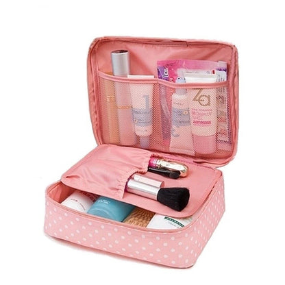 Travel Cosmetic Organizer Bag open showing compartments and makeup organization by Ethos Bloom